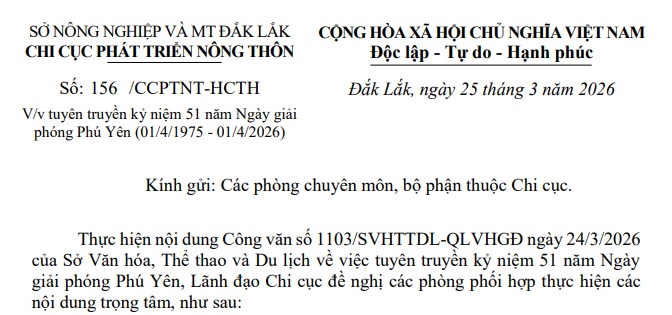 Đẩy mạnh tuyên truyền kỷ niệm 51 năm Ngày giải phóng Phú Yên (01/4/1975 - 01/4/2026)